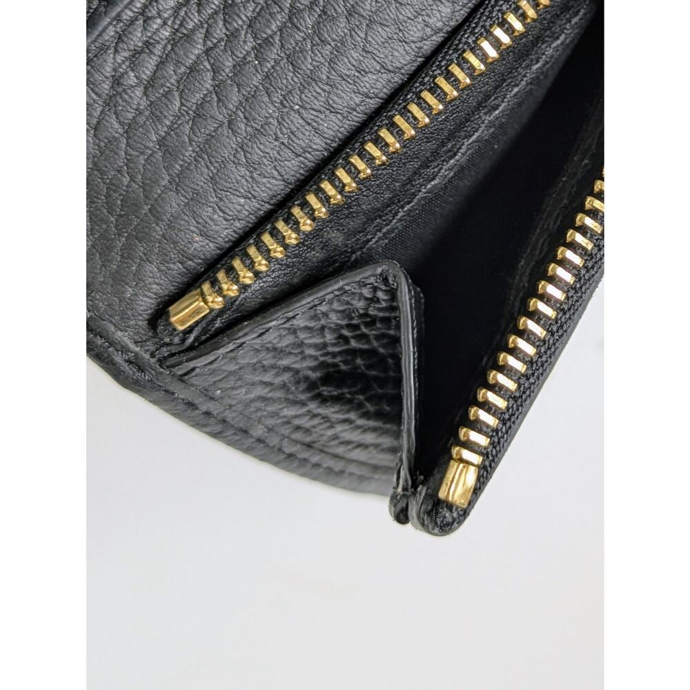 Strathberry Crescent Wallet Black Pebbled Leather Bifold Signature Hinge Bar - Picture 8 of 16